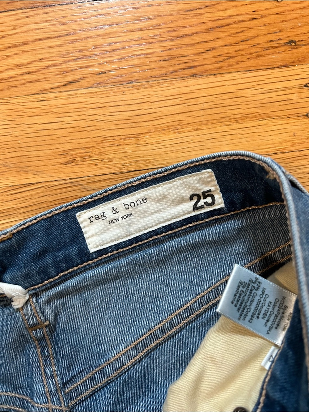 rag & bone Wide Leg Frayed Hem Blue Jeans - Picture 2 of 4